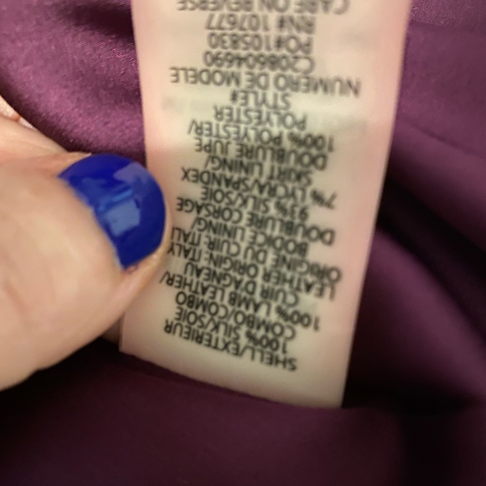Alice + Olivia purple silk and leather party dress with cutout at back - Picture 12 of 13